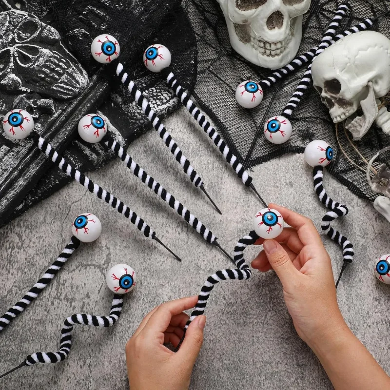 Bulbi oculari di Halloween, rami di filato bianco e nero, ornamenti decorativi di Halloween fai da te, decorazioni di Halloween 1 pz