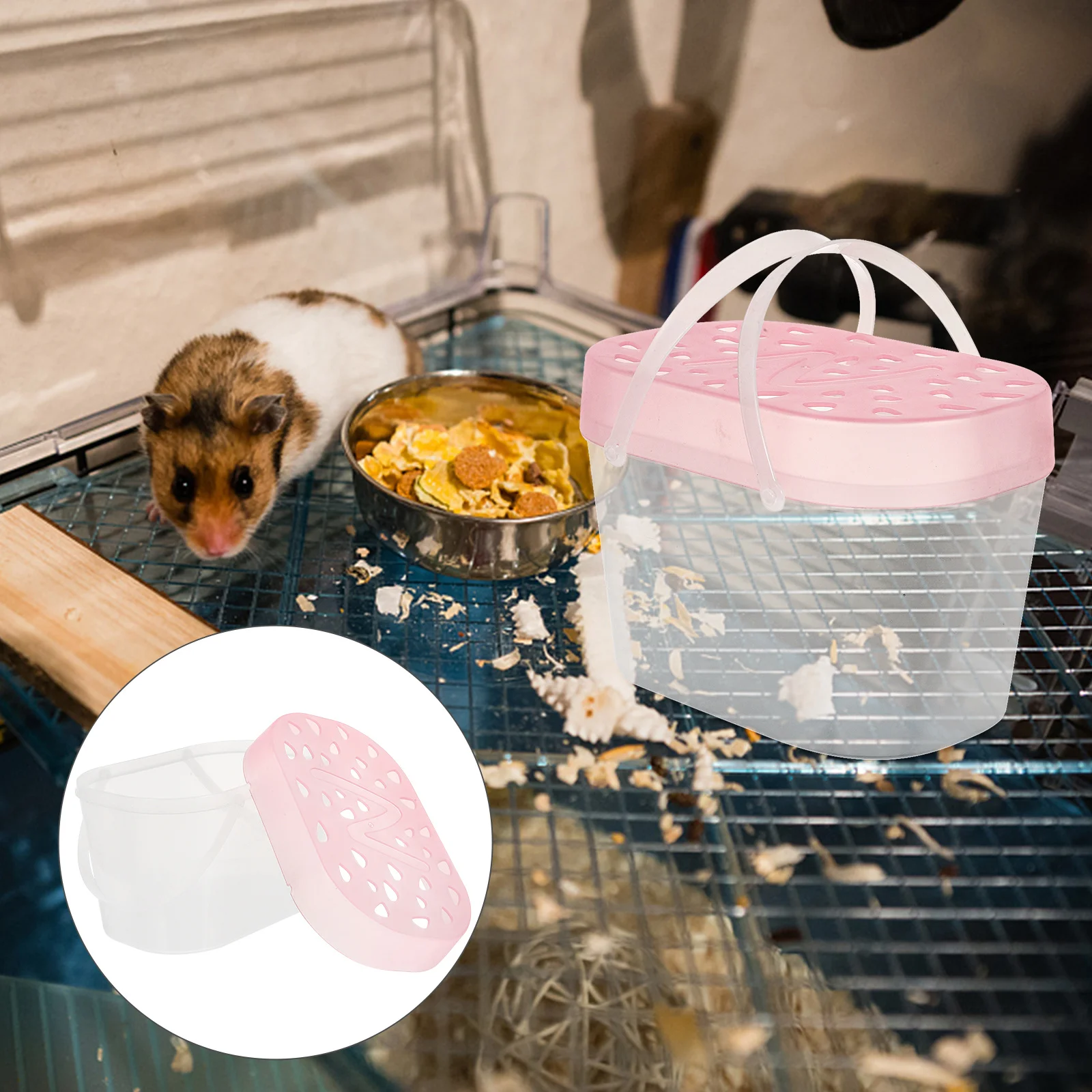 

2pcs Pet Cages For Hamsters Reptiles Turtles Thickened Lid Sealing Design Portable Handheld Carrier Durable Plastic Small Animal