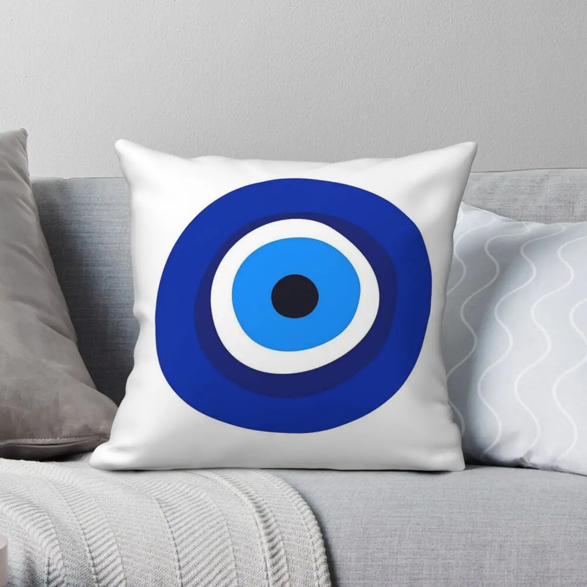 Evil Eye Symbol Square Pillowcase Polyester Linen Velvet Pattern Zip Decor Home Cushion Case