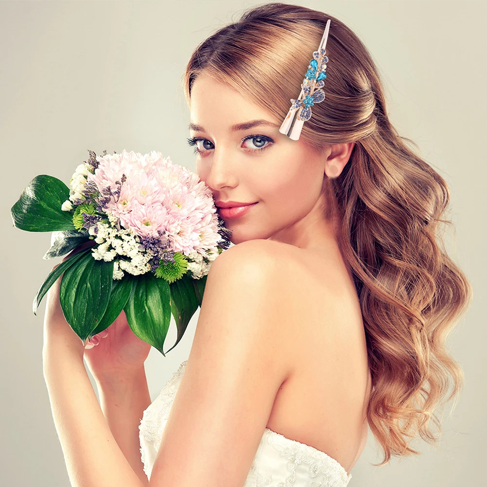

2pcs Rhinestone Bow Hair Clips Bling French Fancy Alligator Hairpins Durable Zinc Alloy Secure Hold Sparkling Elegant Decorative