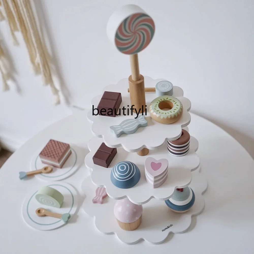 Children's play house dessert dessert afternoon tea ice cream popsicle wooden toy gift box set