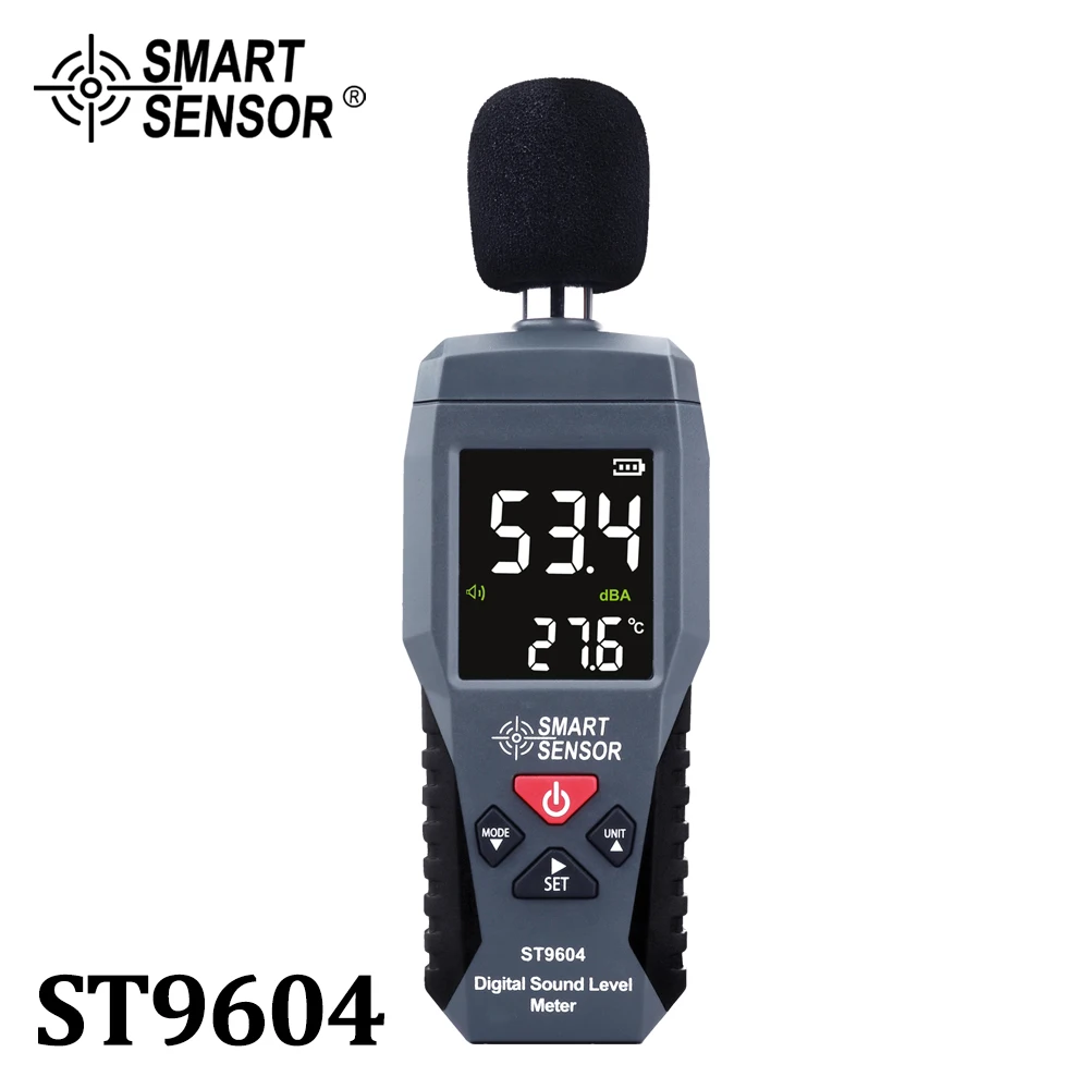 SMART SENSOR Digital Sound Level Meter 30-130 DB Decibel Meter LCD Backlight Sonometer Noise Meter With Thermometer Function