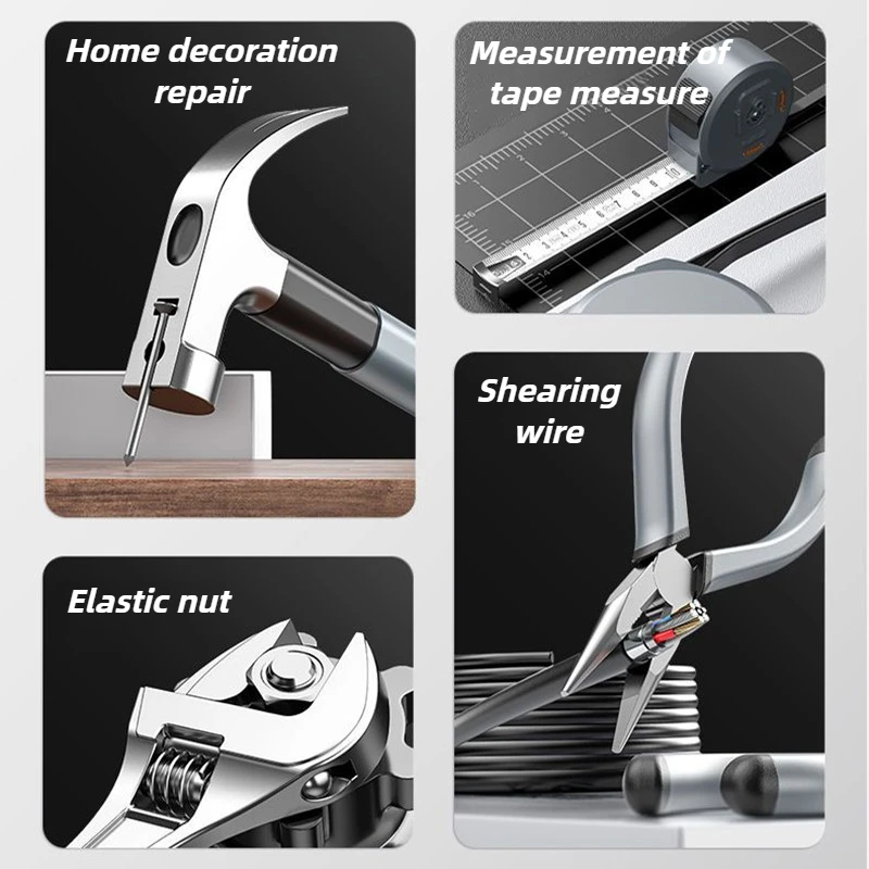 مجموعة أدوات يدوية منزلية كماشة صيانة متعددة الأغراض مفتاح ربط مفك كهربائي مجموعة أدوات عالمية محمولة