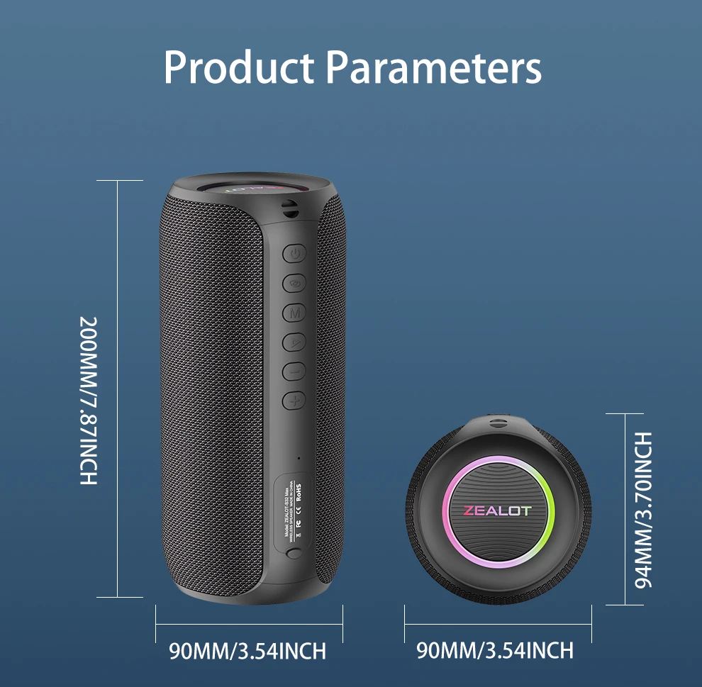 ZEALOT-S32MAX Tragbarer Bluetooth-Lautsprecher 20W Wasserdichter Kabelloser Lautsprecher Leistungsstarker Klang Bassverstärkung Ultra-Lange Akkulaufzeit – Detail 4