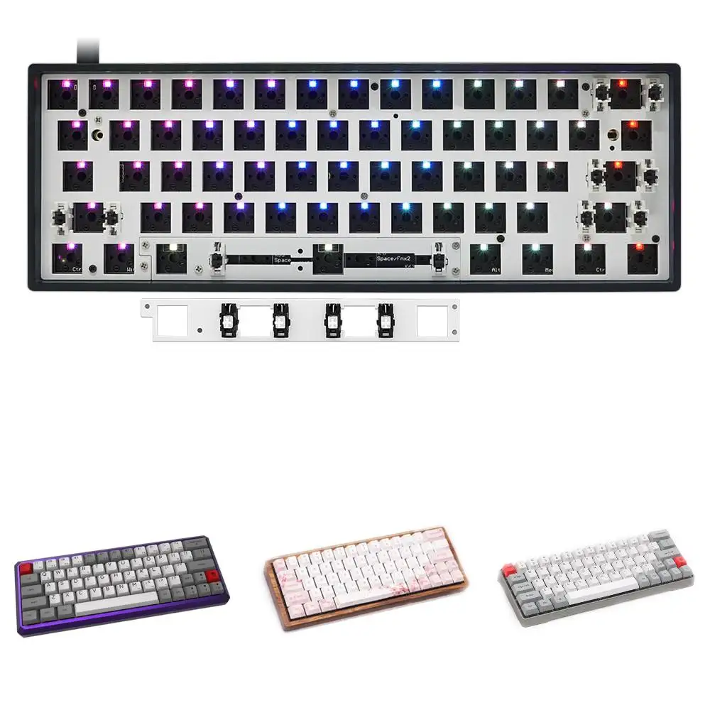 Imagem -05 - Kit de Teclado com Fio Personalizado Compatível com Bluetooth Modo Duplo Montagem Pcb Swappable 60 Rgb Gk61x Gk61xs