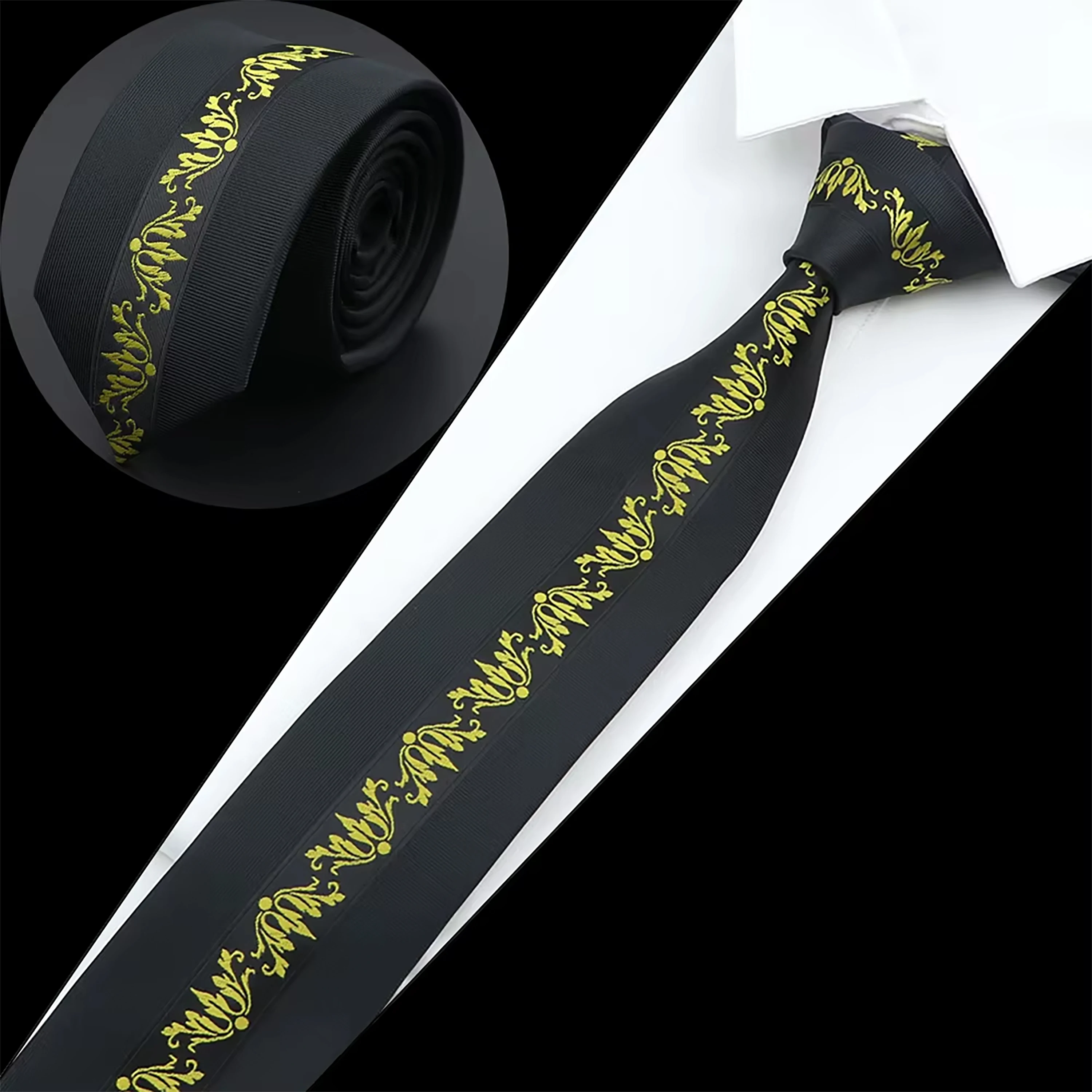 New Mens Luxury Neck Tie Fashion Jacquard Woven Skinny Slim 6cm Black Blue Floral Paisley Necktie Banquet Party Shirt Gift