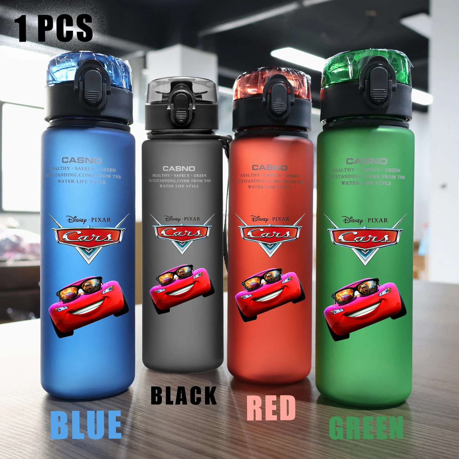 560ml Disney Cars Animation Movie Children Cartoon Portable Outdoor Camping Sports Fitness Water Cup Lightning McQueen Sally