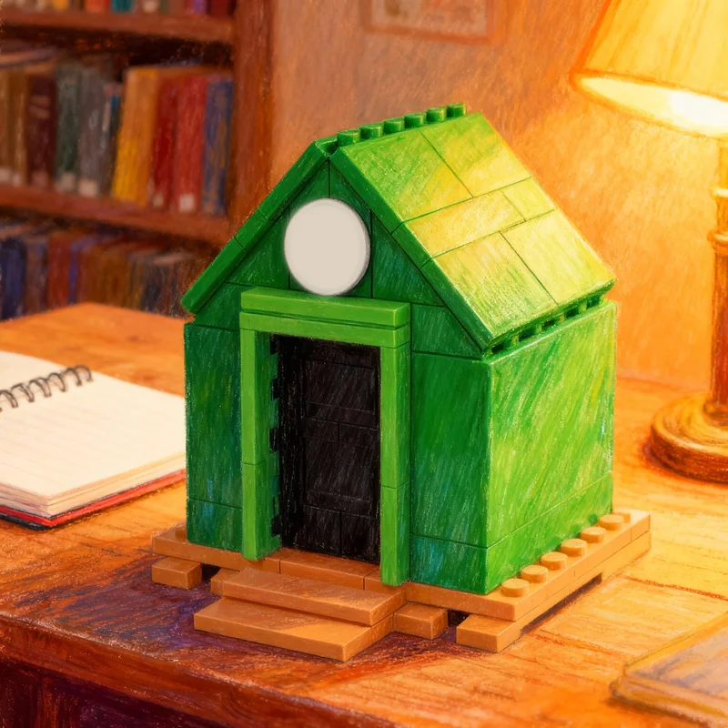 

700 деталей MOC: Модель палатки «Услуги жильцам» из Animal Crossing, строительные блоки, архитектурные игрушки, идея для рождественского подарка, развивающий конструктор