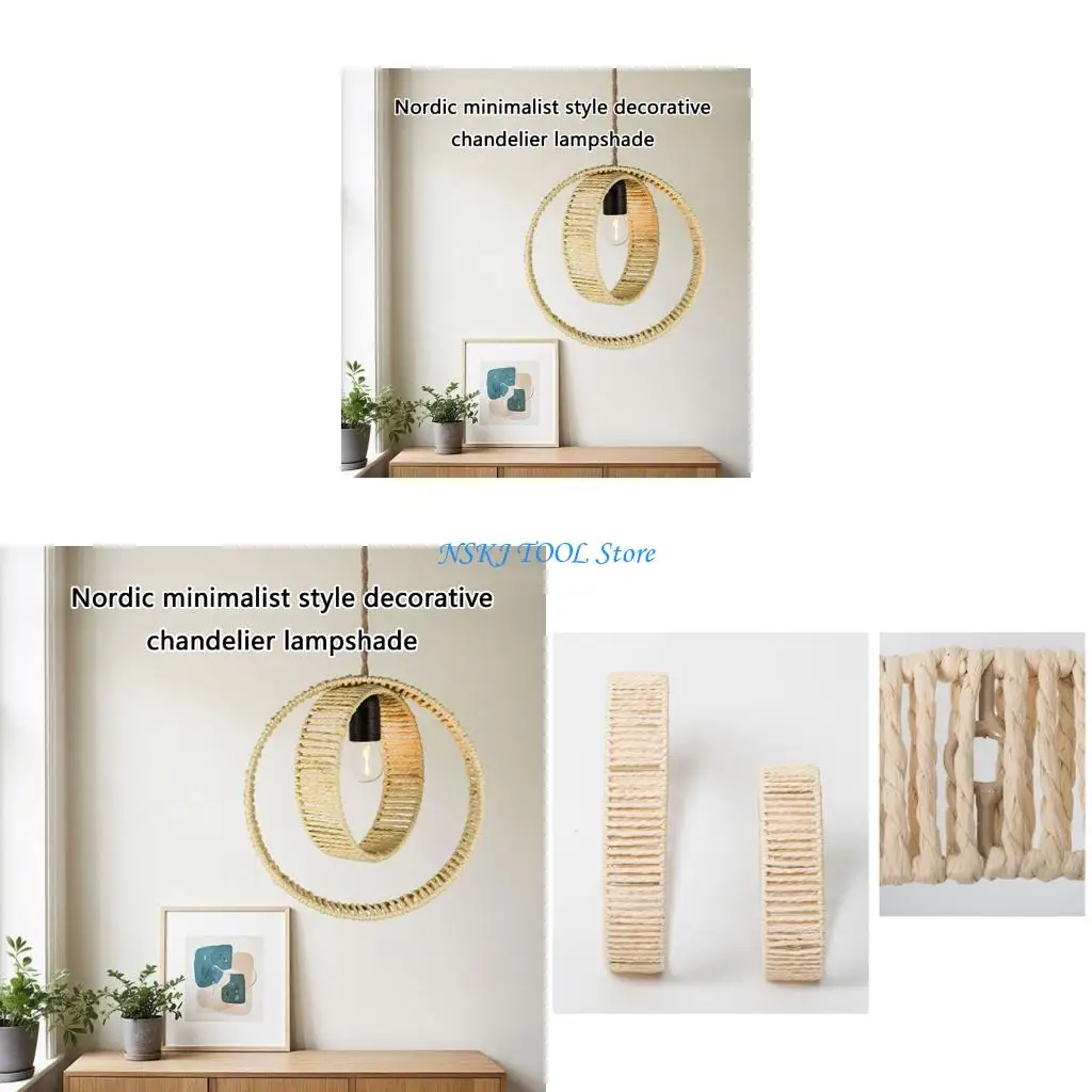 

L8RC Handwoven Rope Lampshades Pendant Light Cover Chandeliers Light Cover