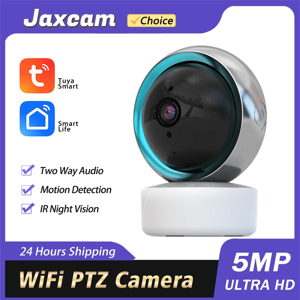 

Tuya 5MP HD Smart LIfe IR Night Vision Wireless Wifi Camera Smart Security Camera 360° Wifi IP PTZ Camera Indoor Home monitor