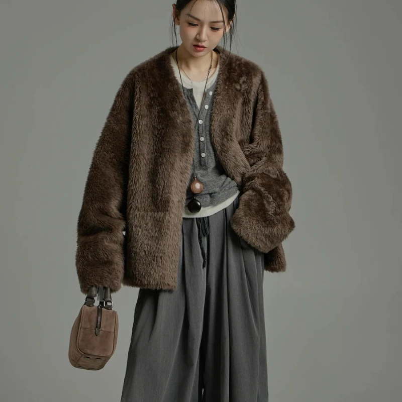 

AYUNSUE Пальто из натурального овчины, зимние куртки, 2025, куртка из натуральной кожи, женская роскошная одежда, женская свободная посадка Шуба Женская