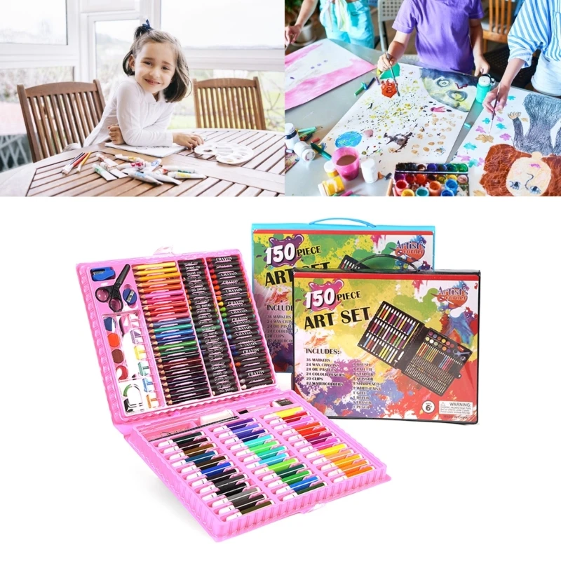 

150Pcs Art Set Portable Drawing Painting Art Supplies Gifts Kids Teens Adults Coloring Art Crayons Colored Pencils Kits