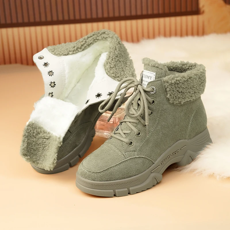 

AIYUQI Snow Boots Women Genuine Leather 2024 New Wool Warm Winter Marton Boots Women Lace-up Sneaker Boots Women