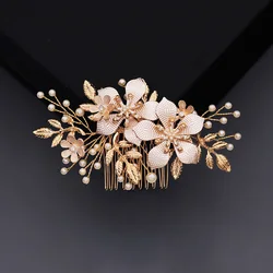 Gold Alloy Flower Princess Hair Clip Pearl Rhinestone Elegant Barrettes for Women Halloween Headwear Accessories Birthday Gift