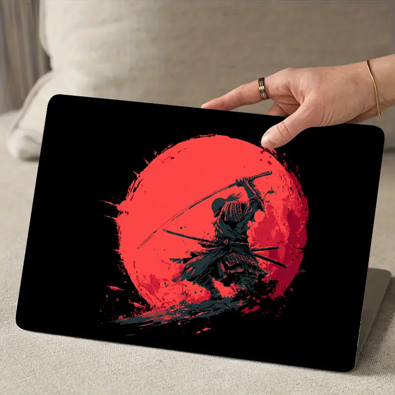 2 Pieces of Japanese Samurai Knife Design Laptop Sticker - Scratch-resistant PVC Protective Cover Red and Black Japanese