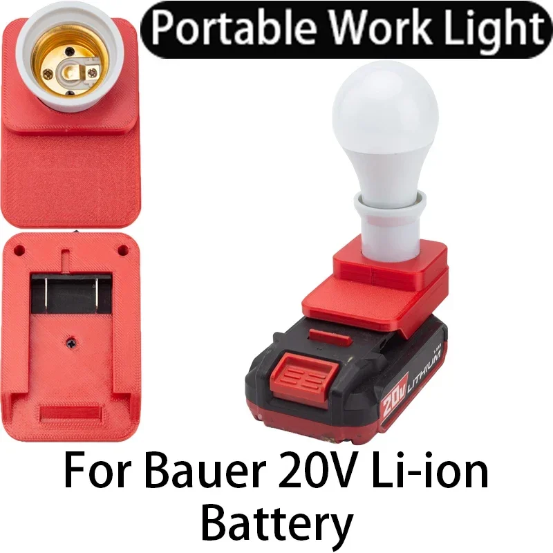 

Portable E27 Socket LED Light Bulb for Bauer 20V Li-ion Battery 5W LED Work Light E27 Bulb Portable Cordless Tools Light