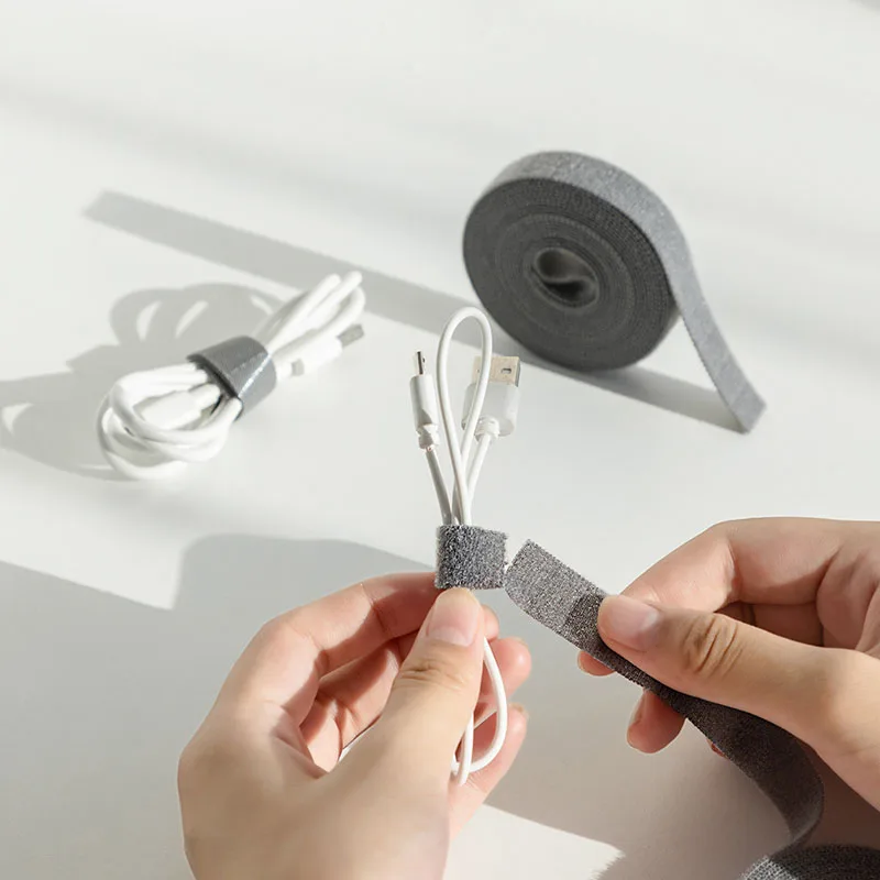 

MOHAMM-Teared Desk Cable Organizer, Grey Stationery Holder, Phone Chargers, Wire Wrap Management, 4 Rolls