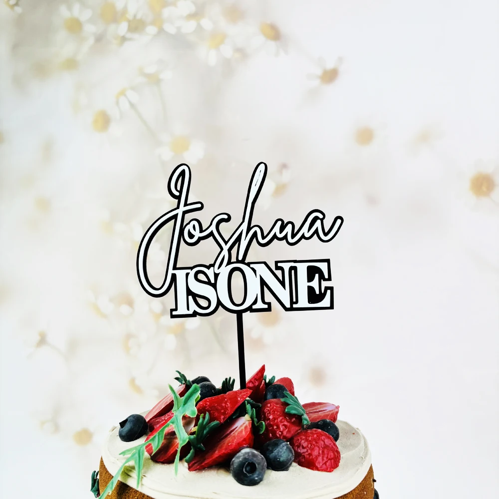 

Personalized First ONE Birthday Cake Topper Wedding Party Decoration Customizable Name Age Cake Toppers