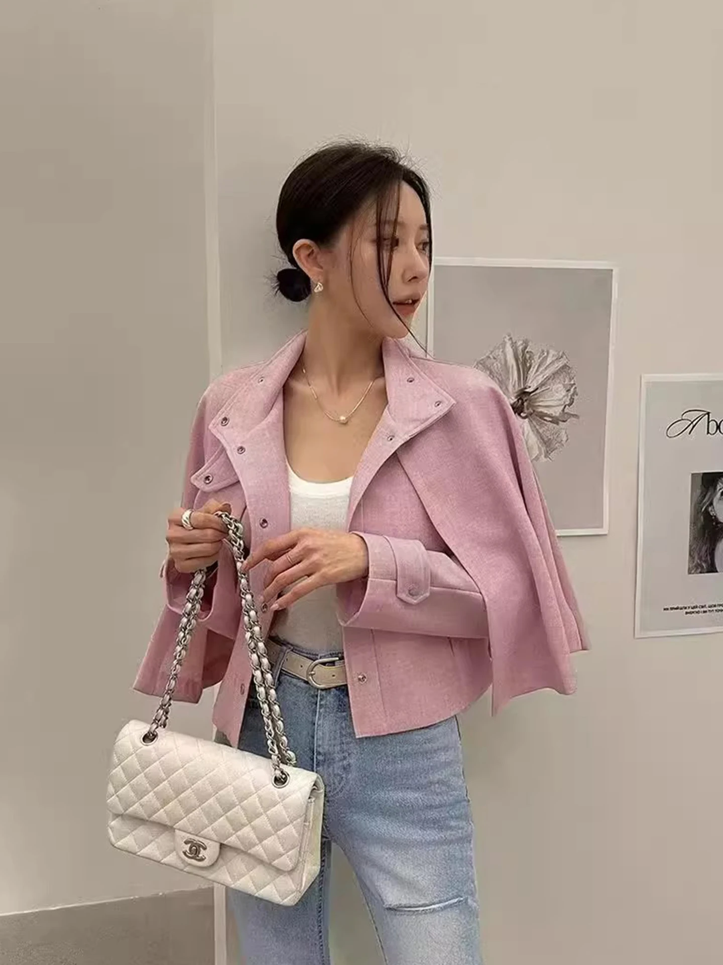 

Ele ort пальто Jaet плащ с воротником-стойкой Sle верхняя одежда однотонное осеннее новое свободное женское модное хлопковое пальто для поездок на работу