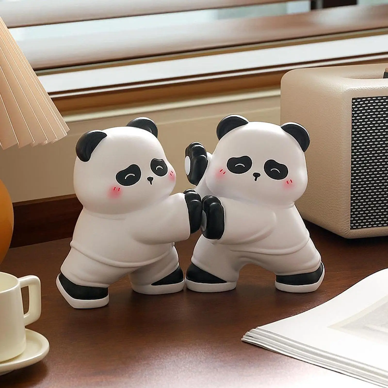 2 Buah Ornamen Resin Tugas Berat Ujung Buku Panda untuk Rak Patung Dudukan Buku Dekoratif untuk CD Rumah, Dapur Kantor