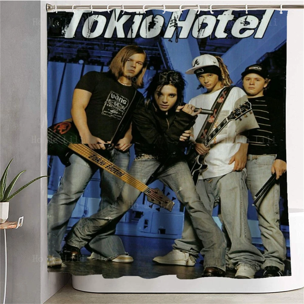 Tokio Hotel Rock Band Retro 90'S Musical Group Creativity Poster Bathroom Decor Shower Curtain