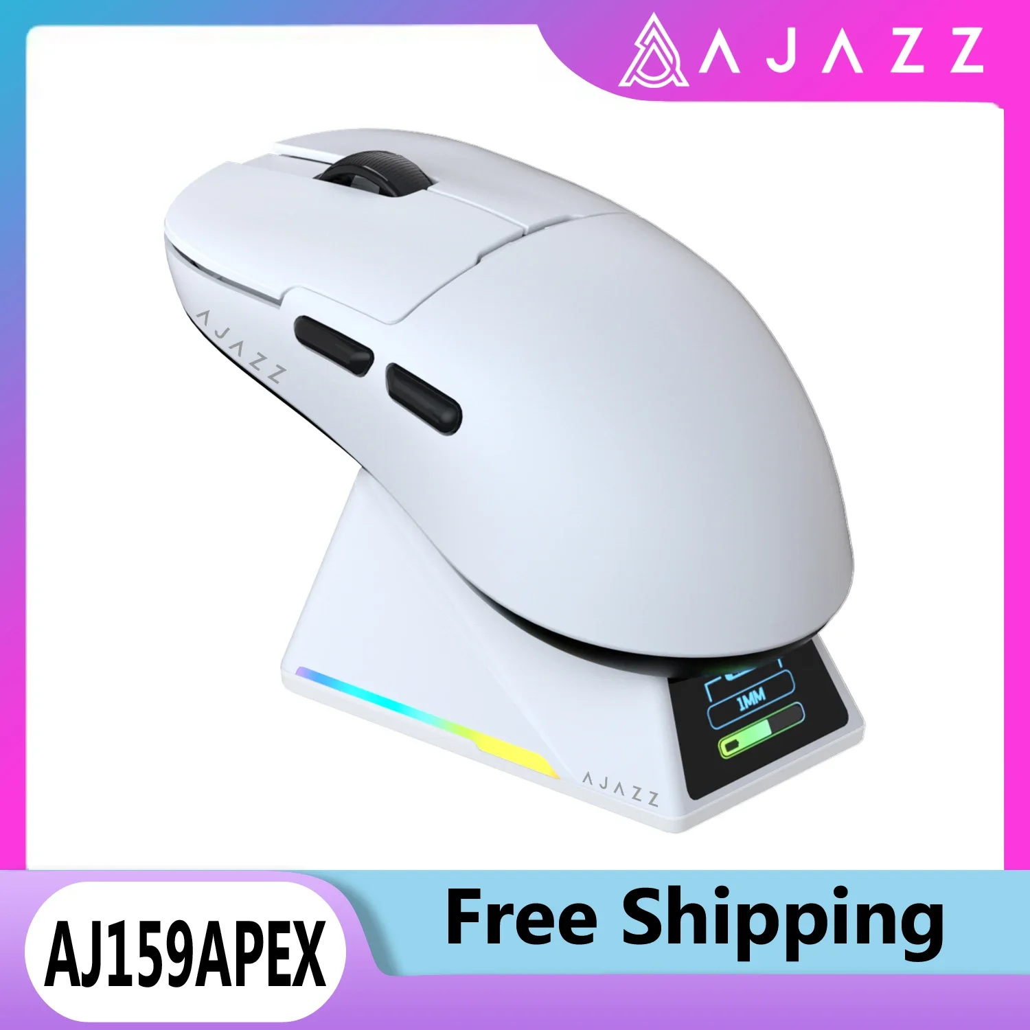 

AJAZZ AJ159APEX/AJ159P-MC Tri-mode 2.4GHz Wireless Mouse with RGB Docking PAW3950 / PAW3311 Gaming Sensor Gamer Mouse for PC