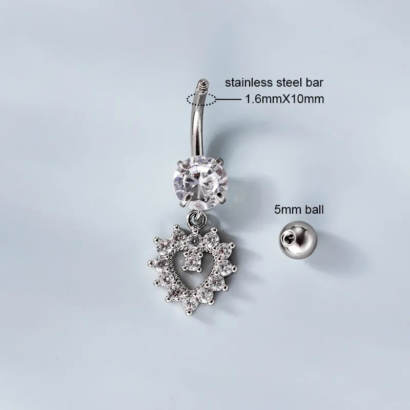 G23 Titanium Belly Rings Barbell Dangle Navel Rings Piercing Jewelry Flower Premium Gem Luxury Women Girls Belly Button Rings