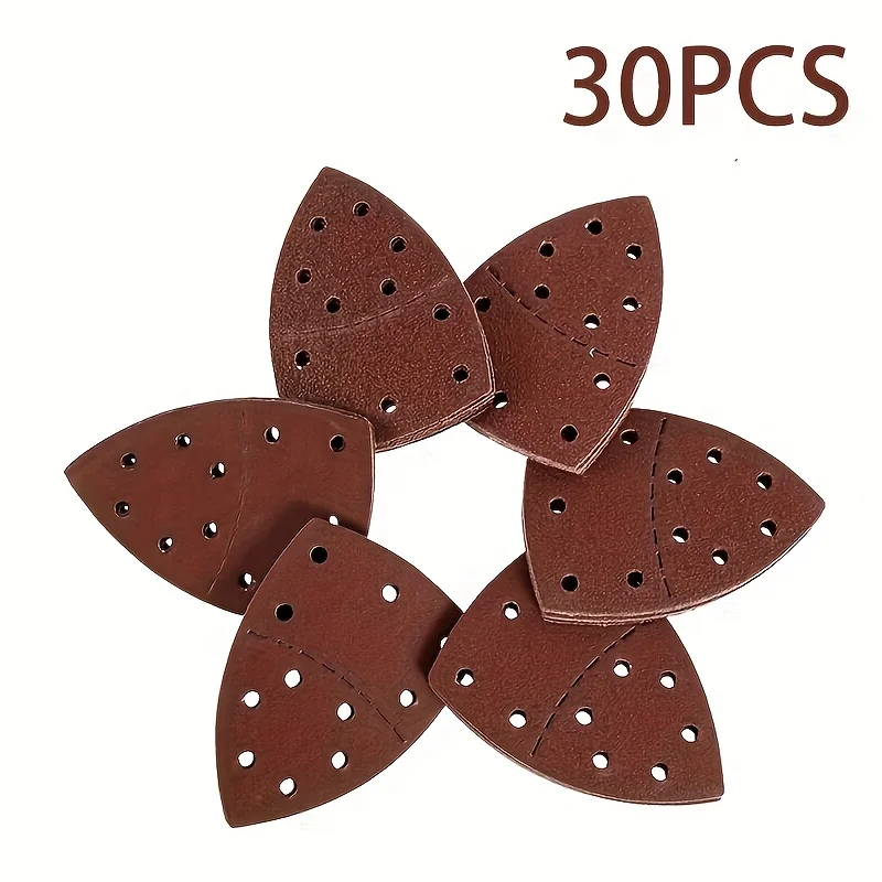 

30pcs Self-adhesive Sandpaper Triangle 5 Holes Delta SanderHook Loop Sandpaper Disc Abrasive Tools