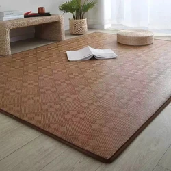 Japanese Ice Silk Rattan Mat Comfortable Breathable Mat Living Room Tatami Homestay Bedroom Rattan Mat Carpet Baby Crawling Mat