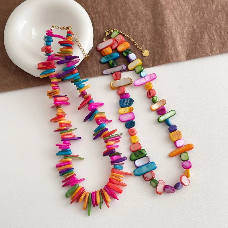 

Minar Bohemian Rainbow Irregular Natural Shell Beaded Necklace for Women Female Gold Plated Chain Strand Chokers Wholesale 2025