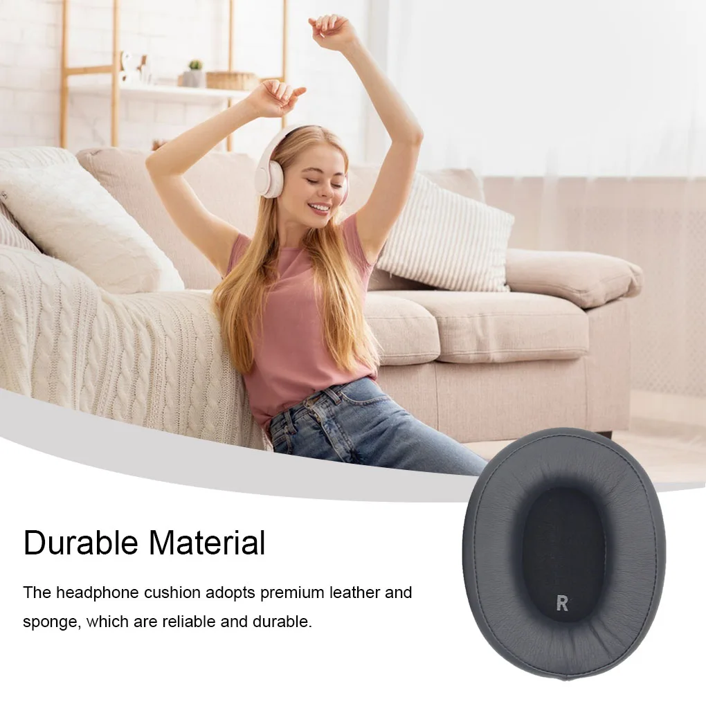 Кожаная подушка для наушников, Защита слуха, шумоподавление, сменная однотонная деталь для наушников, темно-серая
