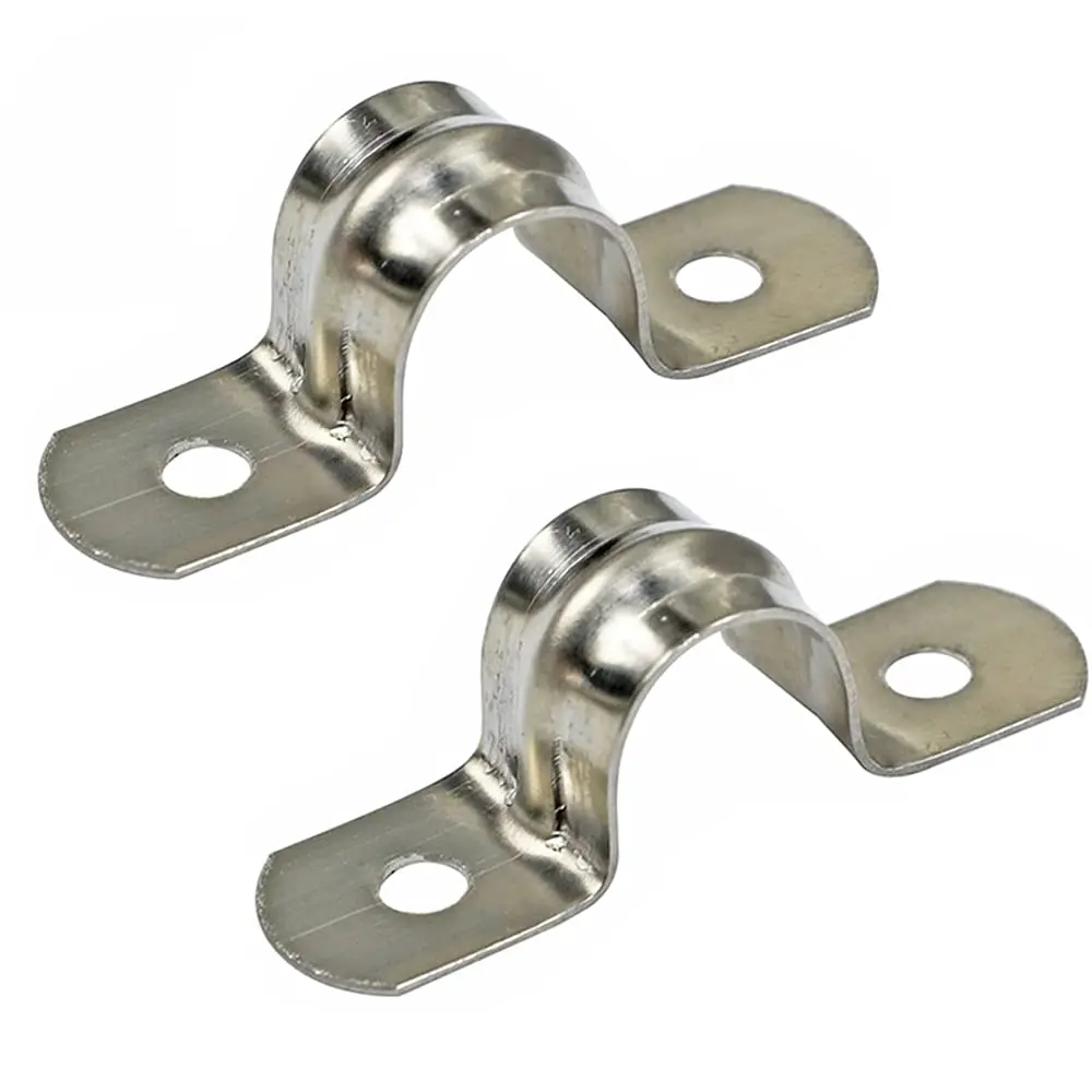 24pcs 304 Stainless Steel U Shape Pipe Clamps 5mm-40mm Two Hole Strap Conduit U-Tube Hose Clip Water Pipe Plumbing Saddle Clamps