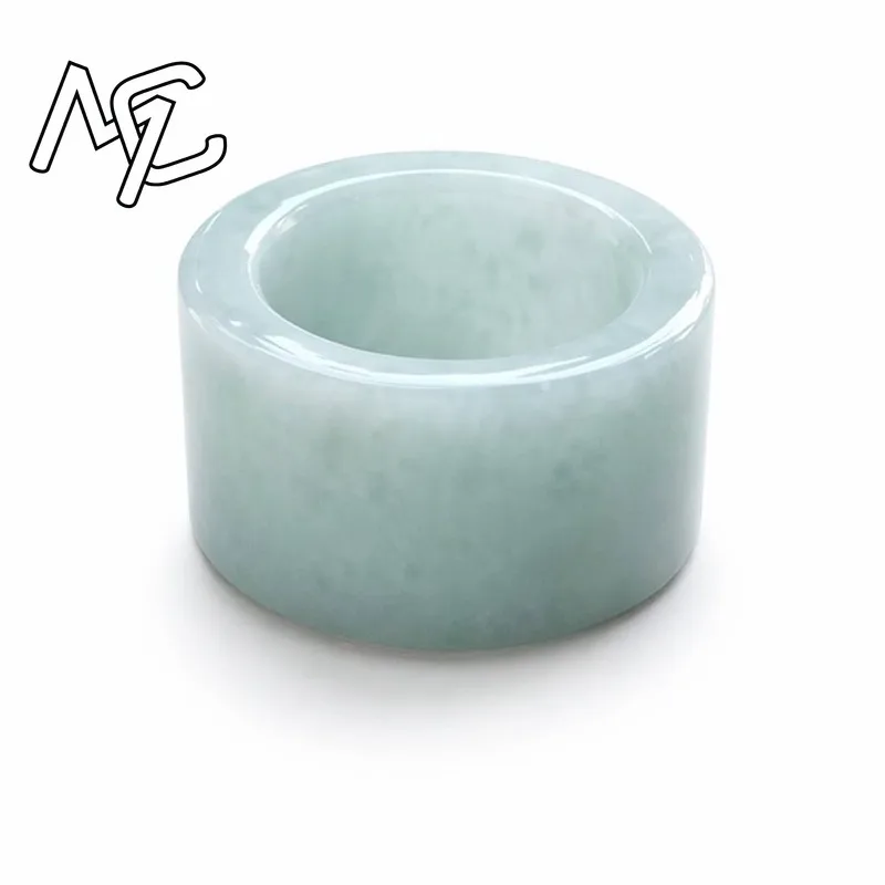 Myanmar Emerald Jade Straight edge finger ring Jadeite Amulets Fashion Natural Emerald Jewelry Charm Gifts for Men Women Lucky