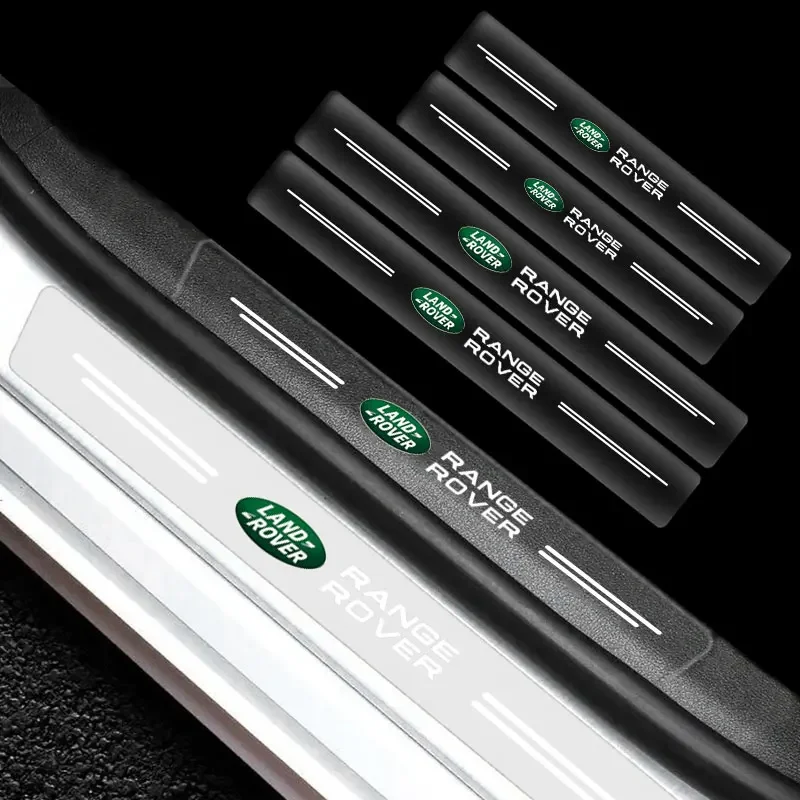 4Pcs Car Door Sill Stickers Scuff Anti Scratch Auto Door Sticker For Land Rover Range Rover Sport Evoque Discovery 3 4 5 Free