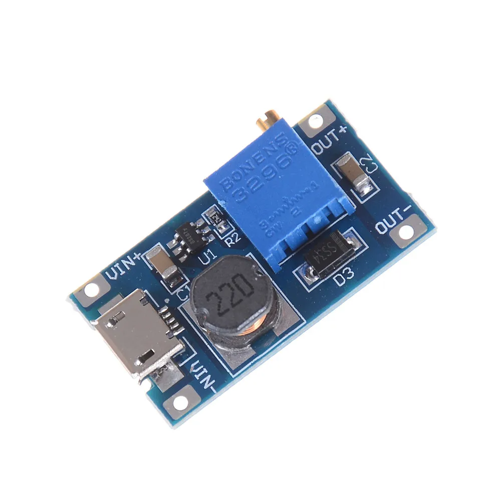 2A Boost Module DC-DC Boost Module Wide Voltage Input 2/24V to 5/9/12/28V Adjustable MT3608