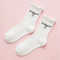 1Pair Bride Bridesmaid White Wedding Short Socks Wedding Party Wear Bridal Shower Bachelorette Gift Bridesmaid Accessory Socks 2