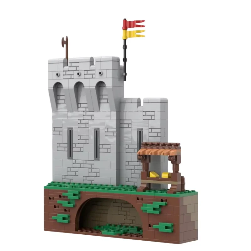 Modelo de construção de parede de castelo com estrutura medieval - MOC pequenas partículas 396 peças conjunto de construção de brinquedos de montagem - adequado para todas as enth
