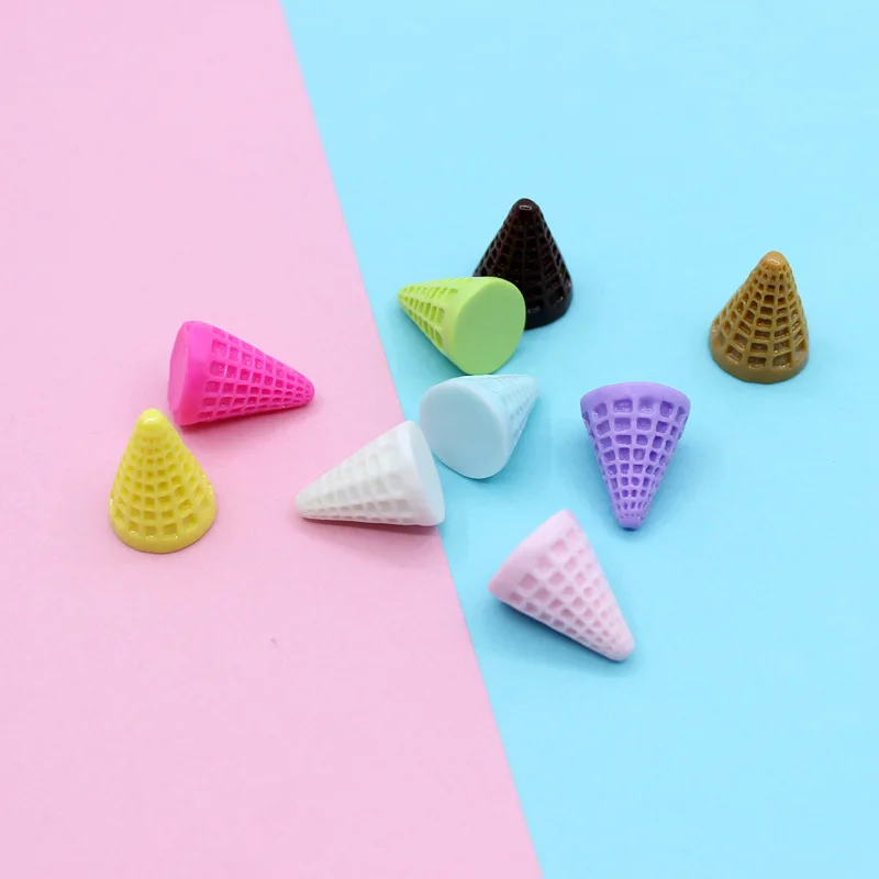 10pcs Mini Resin Ice Cream Cone Craft Supplies Dollhouse Miniatures Scrapbooking Diy Figures Crafts Items Flatback Embellishment