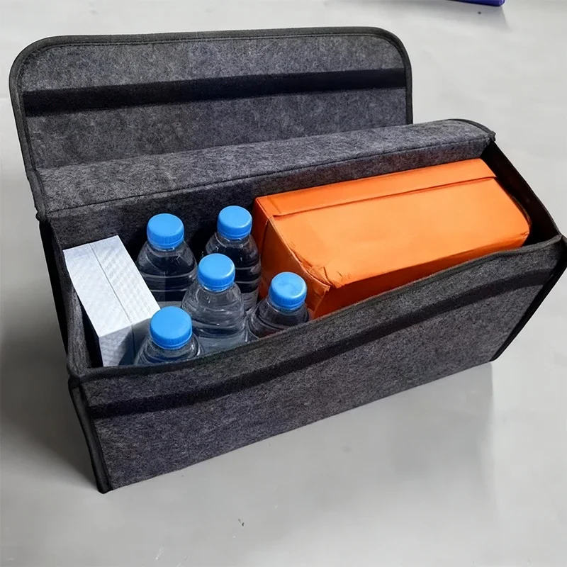 Felt Car Trunk Storage Box Large Anti-Slip Soft Felt Organizer Box household Universal Sorting Bag Auto Boot Storage Accessories