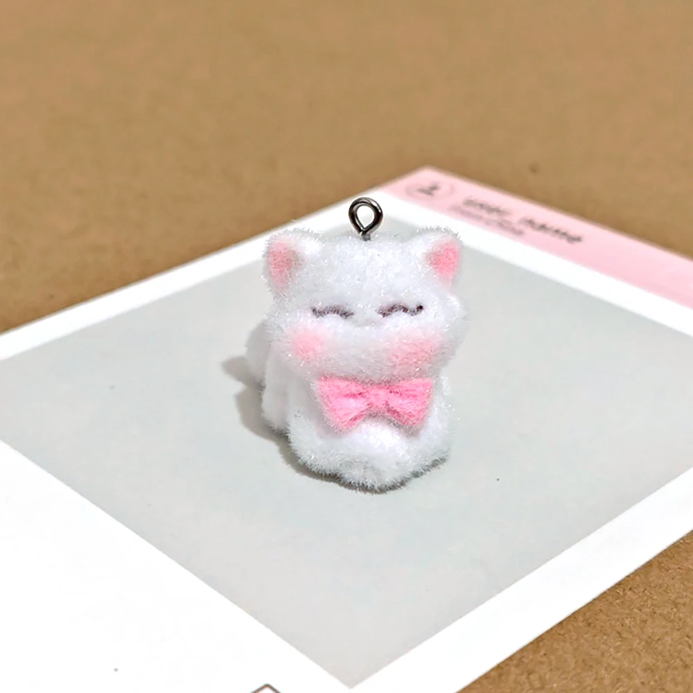 20Pcs 3D Flocking Resin Cat Charms Cartoon Cute Kitten Pendants for Earrings Necklaces Making DIY Jewelry Accessories Supplies