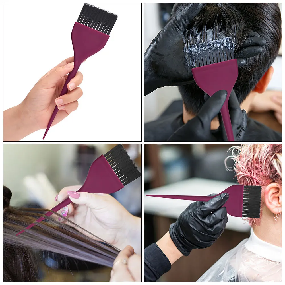 3 قطعة فرشاة صبغ الشعر مجموعة شعيرات النايلون مقبض عدم الانزلاق لصالون المنزل استخدام البنفسجي تلوين الشعر أدوات عدة قضيب دائم #6