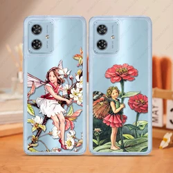 2 in 1 PC+TPU Protective Case For Moto G54 G84 Edge 40 Neo Shockproof Bumper Cover Flower Fairy Illustration