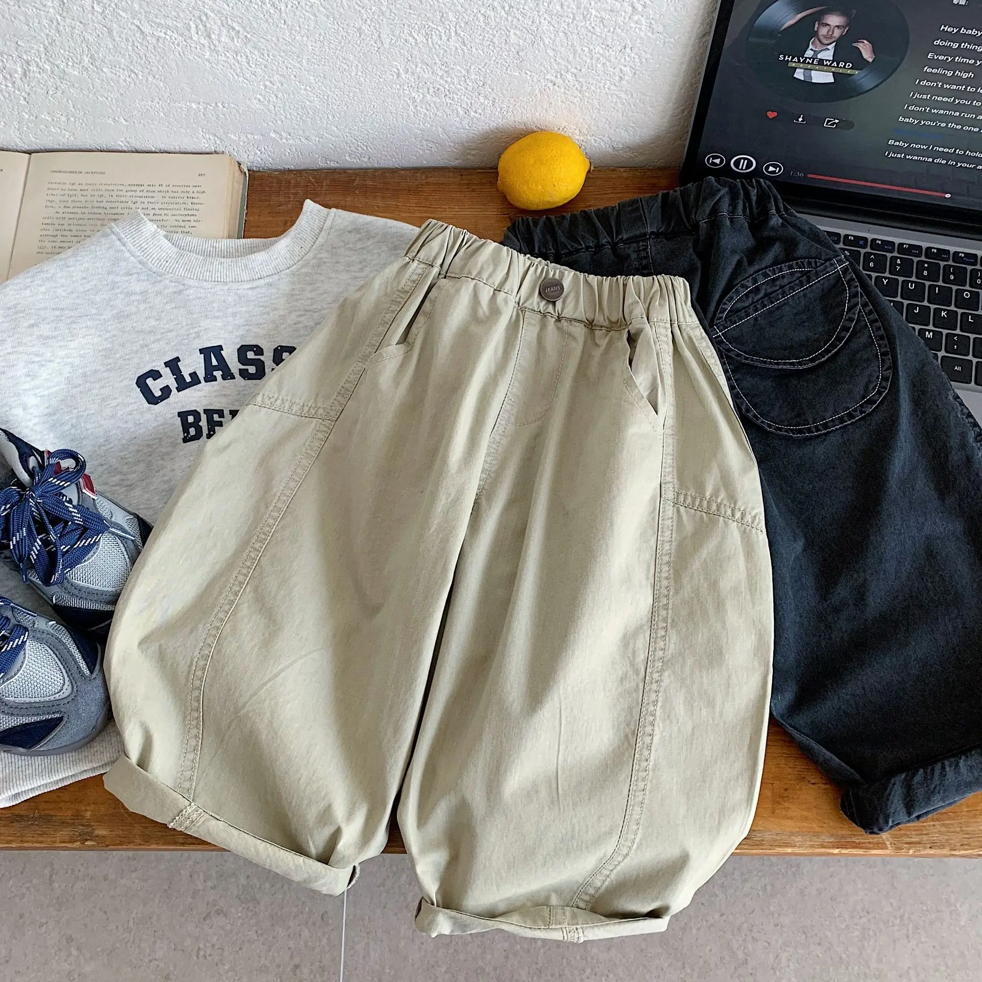 Children's Pants 2026 Spring New Item, Boys' Solid Color Loose Casual Solid Color Children's Pants