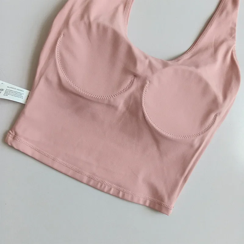 Sexy Halter Neck Yoga Sports Bra Vest Beautiful Back Sling Fixed Gather One Cup Running Women Summer Slimming Gym Outer Tube Top
