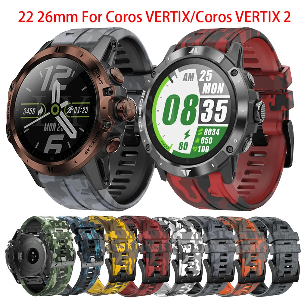 22 26mm Wristband Strap for Garmin Fenix 7 7X Epix/Coros VERTIX VERTIX2 Smart Watch Printed Sport Quick Release Silicone Band