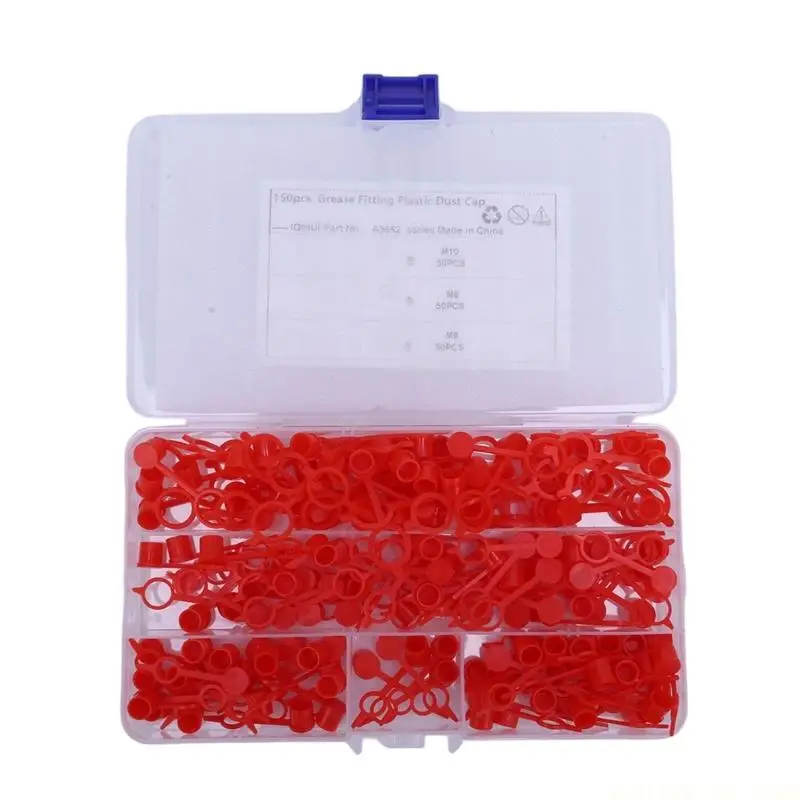 J0MA 150-Piece Grease Zerk Fitting Cap Assortment in Compartment Case Set