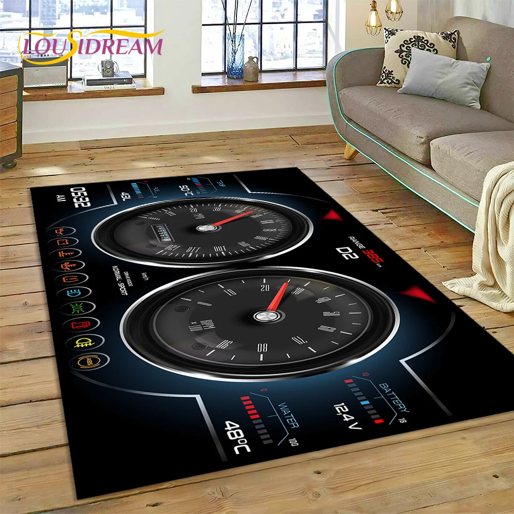 3D Car Dashboard Machine Control Screen Racing Carpet Rug for Bedroom Living Room Home Sofa Decoration, Kid Game Decor Floor Mat