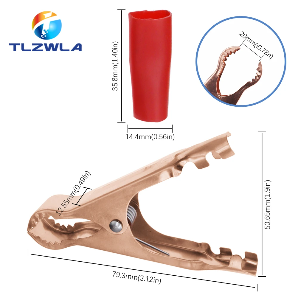 2 Stuks 50A Rood + Zwart 80mm Krokodil Auto Caravan Van Batterij Test Lead Clips Beste Promotie Alligator clips