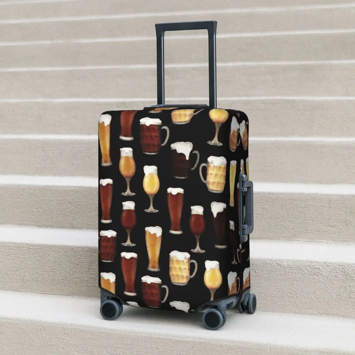 

Beer Soccer Suitcase Cover Cartoon Travel Protector Vacation Useful Luggage Case