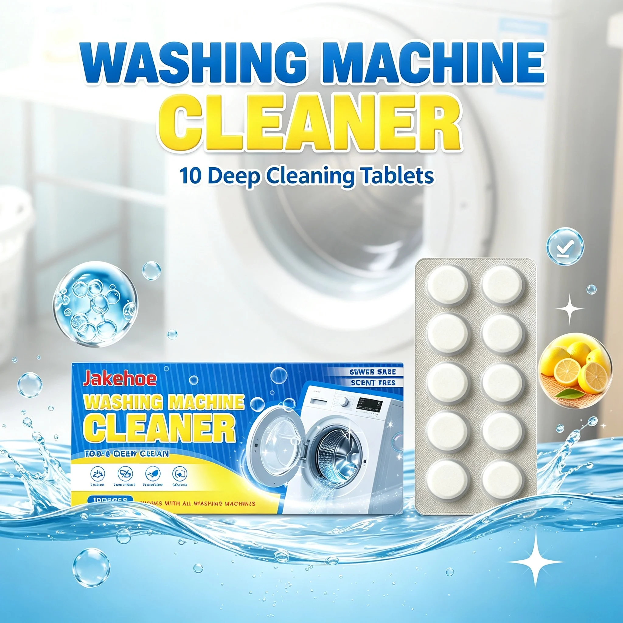 Washing Machine Clean Tablets Eliminate Musty Odor Remove Lint Grime Prevent Garment Yellowing Mild Deep Drum Tub Stain Remover